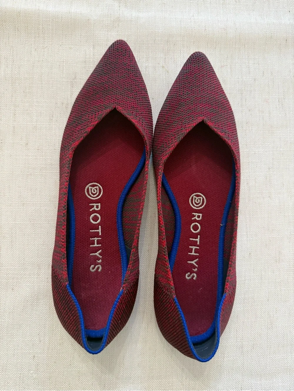 Rothy's Pointed Knit Flats in Burgundy